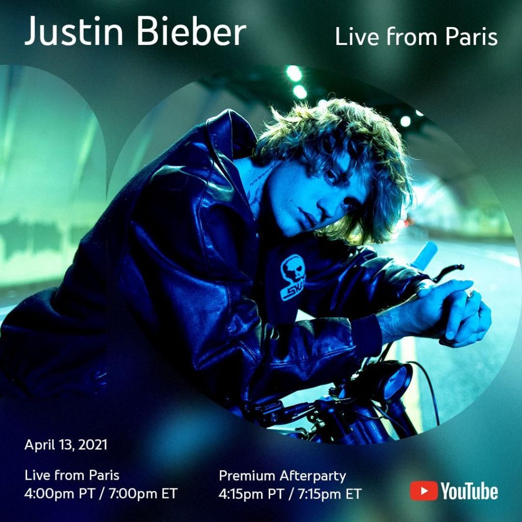 JUSTIN BIEBER TO PREMIERE “LIVE FROM PARIS” CONCERT and HOST AFTERPARTY EXCLUSIVELY ON YOUTUBE TONIGHT